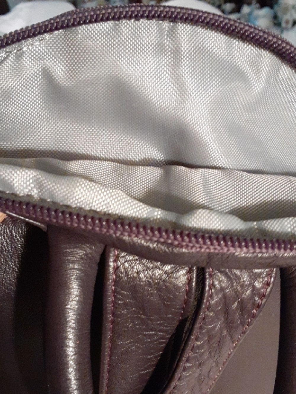 NWOT Men's Leather Sling Backpack in Deep Plum - Picture 14 of 16